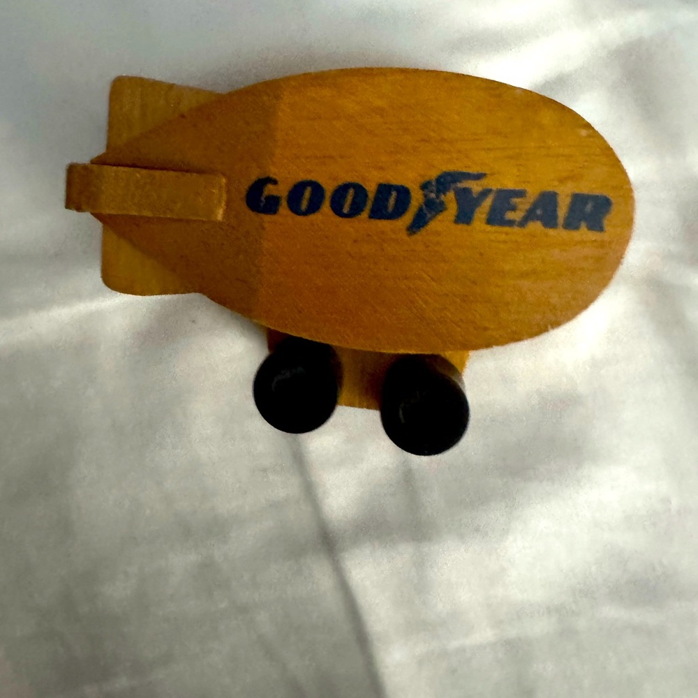 Vintage Goodyear Blimp Wooden Children's toy with wheels